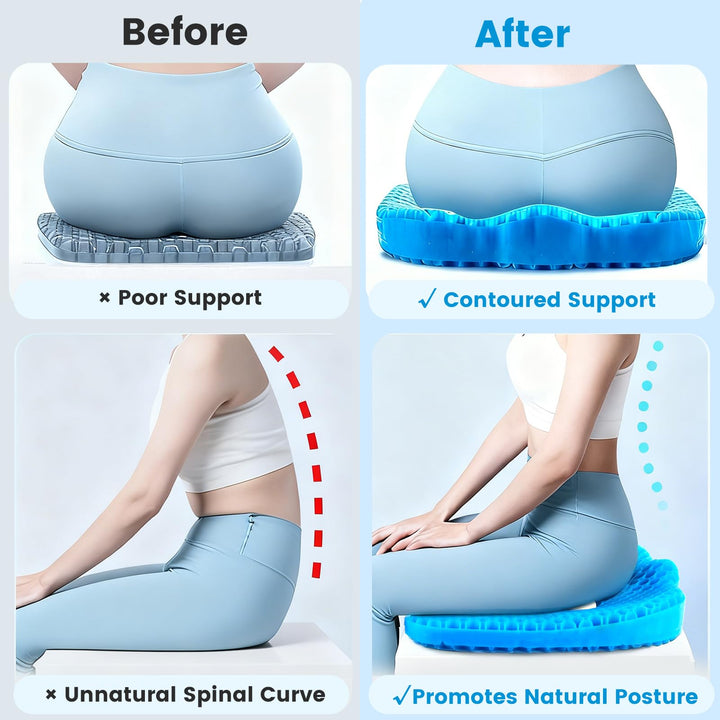 Cooling Honeycomb Gel Silicone Seat Cushion, 16 x 13in | Cooler Seating for Long Hours | Chair Cushions