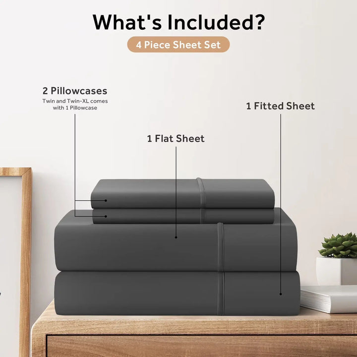 4 Piece Brushed Bedding Set with Deep Pocket Fitted Sheet | Soft Brushed Bedding Set | Bedding Sets
