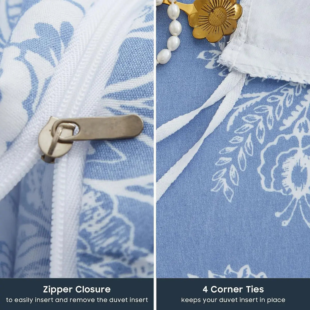 Layered Reversible Floral Duvet Cover Set 3 Piece | Two Floral Looks in One Set | Bedding Sets