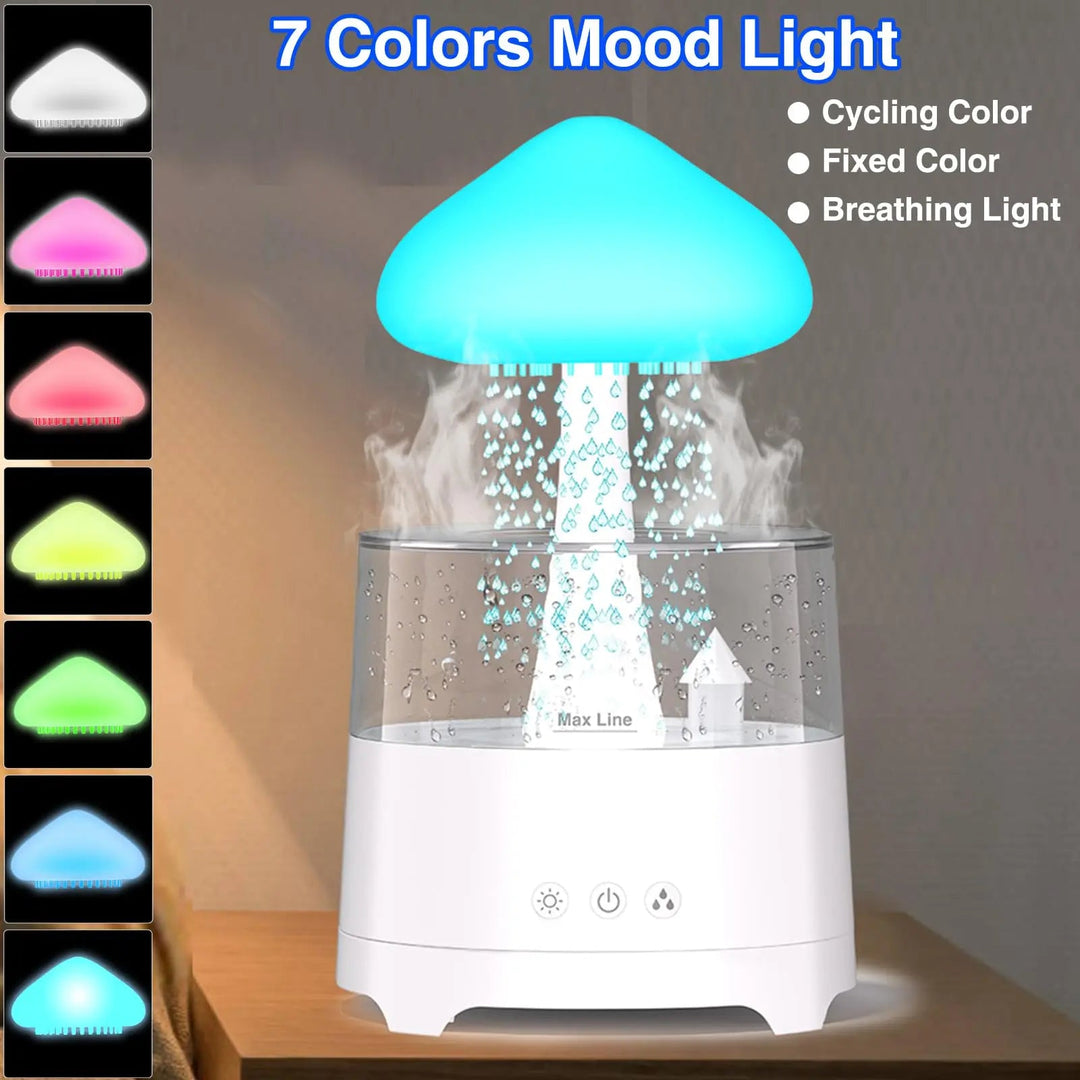 Bluetooth Rain Cloud Humidifier with Aroma Diffuser and Colourful Night Light | Rain Cloud Mist and Mood Light | Humidifiers