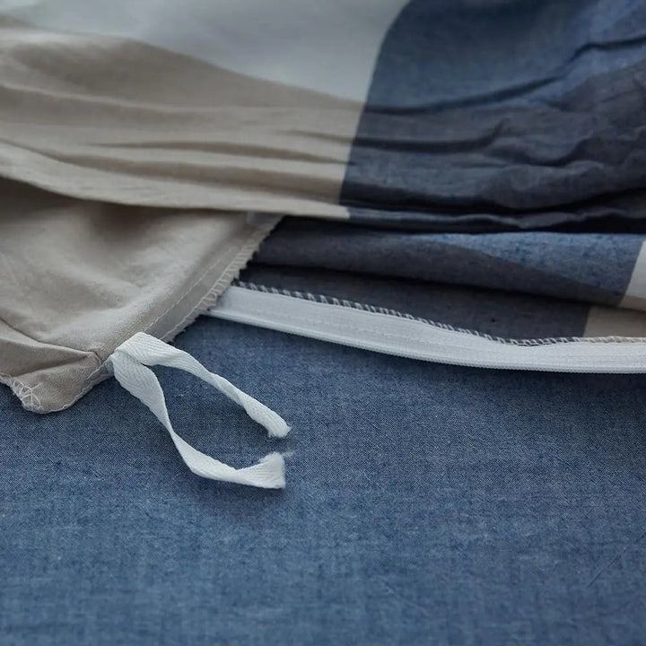 White Grid Washed Cotton Duvet Cover Set with Pillowcases | Textured Washed Cotton Comfort | Duvet Cover Sets