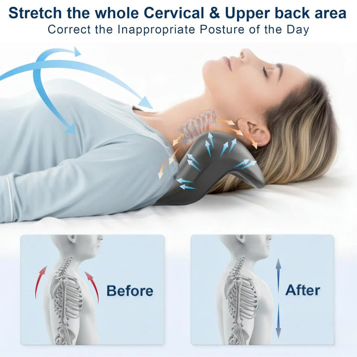 Ergonomic C-Curve Stretcher Pillow with Massage Points | Massage Points for Daily Relaxation | Massage Pillows