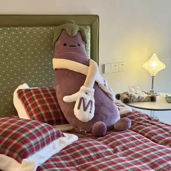 Eggplant Character Plush Pillow for Bed, Sofa and Gifts | Funny Cuddle Pillow with Personality | Plush Pillows