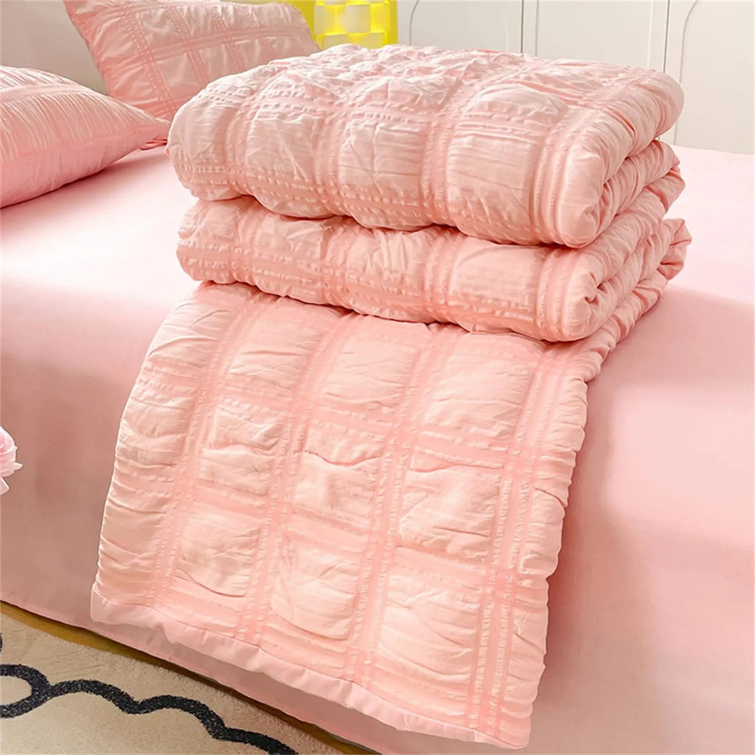 Breathable Seersucker Quilt for Warm Nights in Pastel Colors | Cool Textured Summer Quilt | Quilts