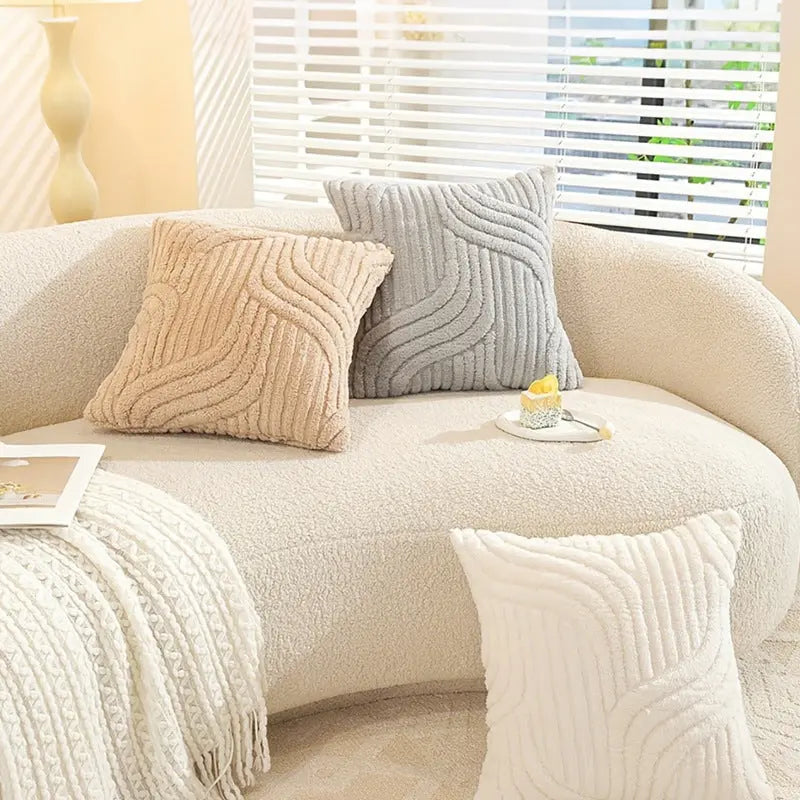 Striped Plush Cushion in Nordic Cotton Style with Insert Included | Nordic Striped Sofa Cushion | Decorative Pillows