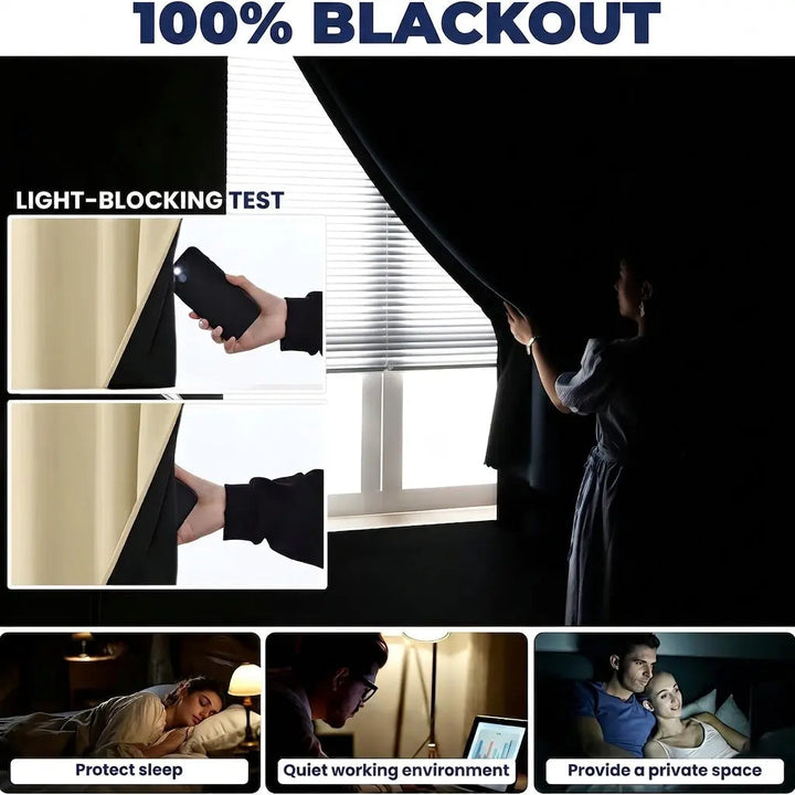 Self-Adhesive Portable Blackout Curtain with Heat-Insulating Fabric | Trim-to-Size Blackout Shade | Blackout Curtains