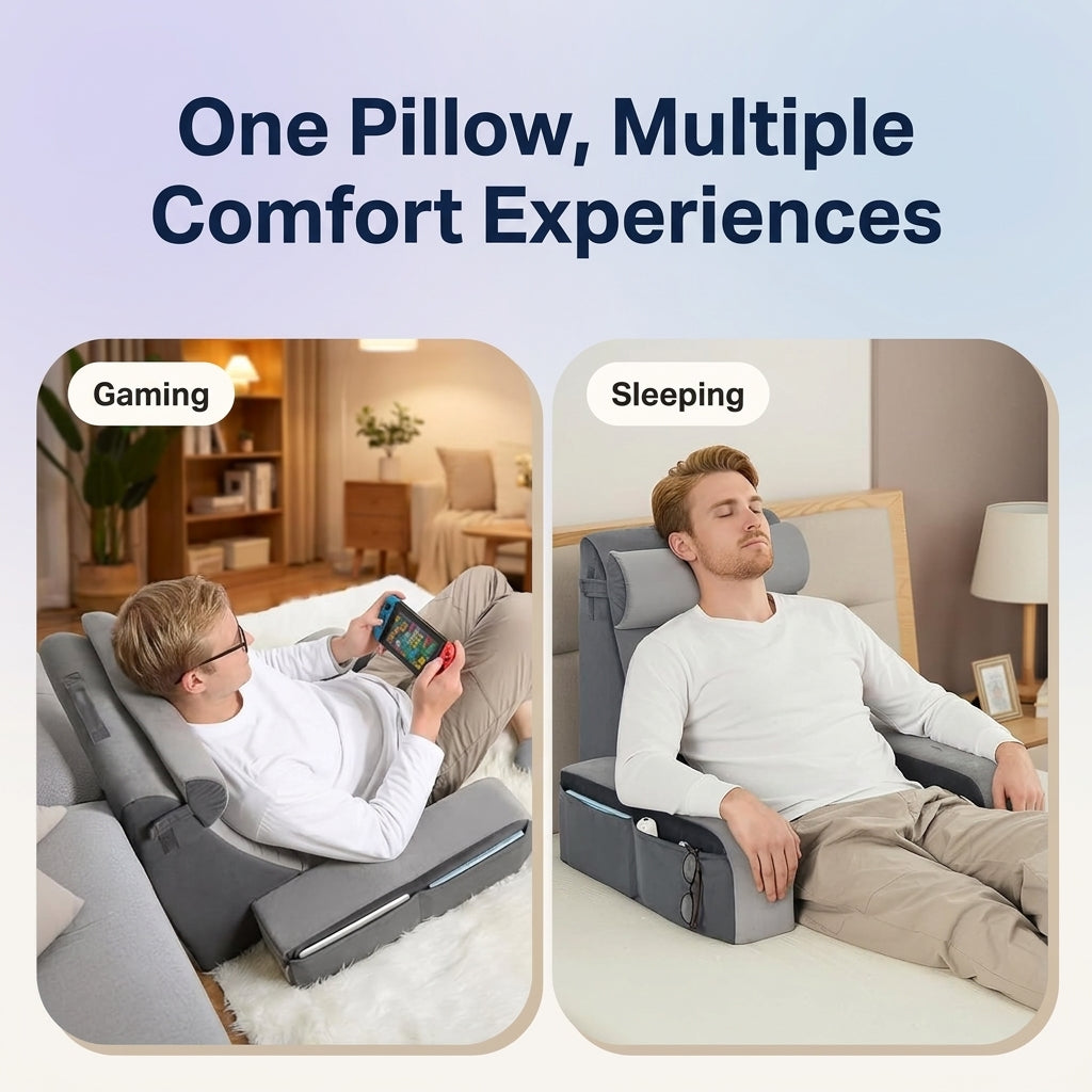 45-Degree Angled Bedrest Reading Pillow with Carry Handle | Angled Seat for Reading and Gaming | Wedge Pillows