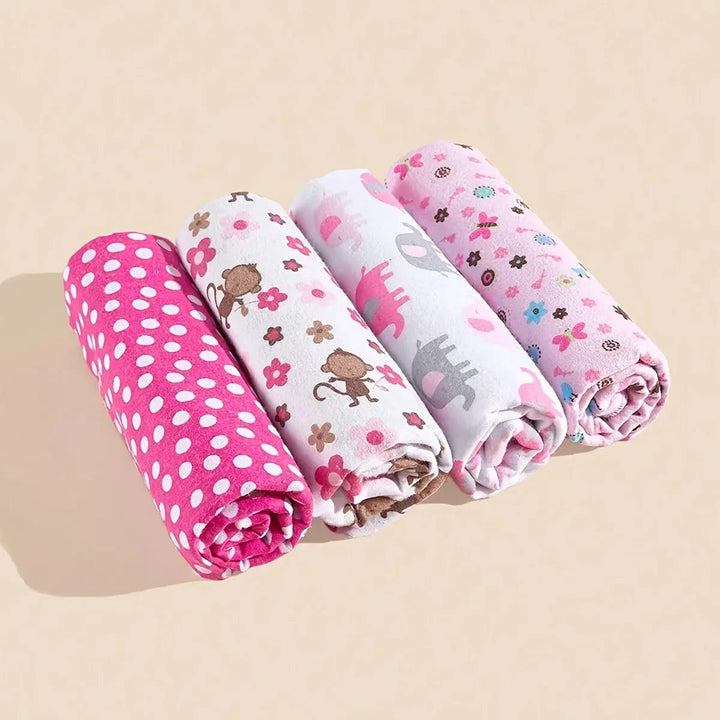 Cotton Baby Swaddle Blankets Set of 4 for Newborn Receiving | Cotton Newborn Swaddle Blanket Set | Baby Blankets