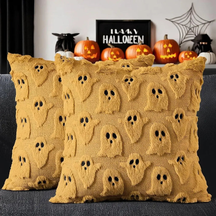 Embroidered 3D Ghost Cushion Covers Set of 2 for Halloween | Spooky Style for the Sofa | Cushion Covers