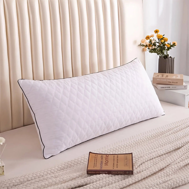 Quilted Body Pillow with Adjustable Fiber Fill for Side Sleepers | Set Your Own Firmness | Body Pillows