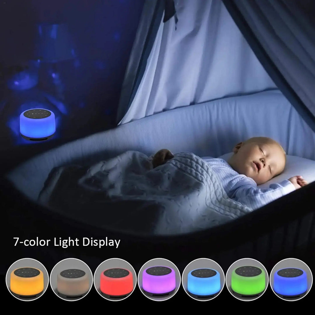 Portable White Noise Machine with RGB Night Light, USB Rechargeable | Calming Sound and Soft Light | White Noise Machines