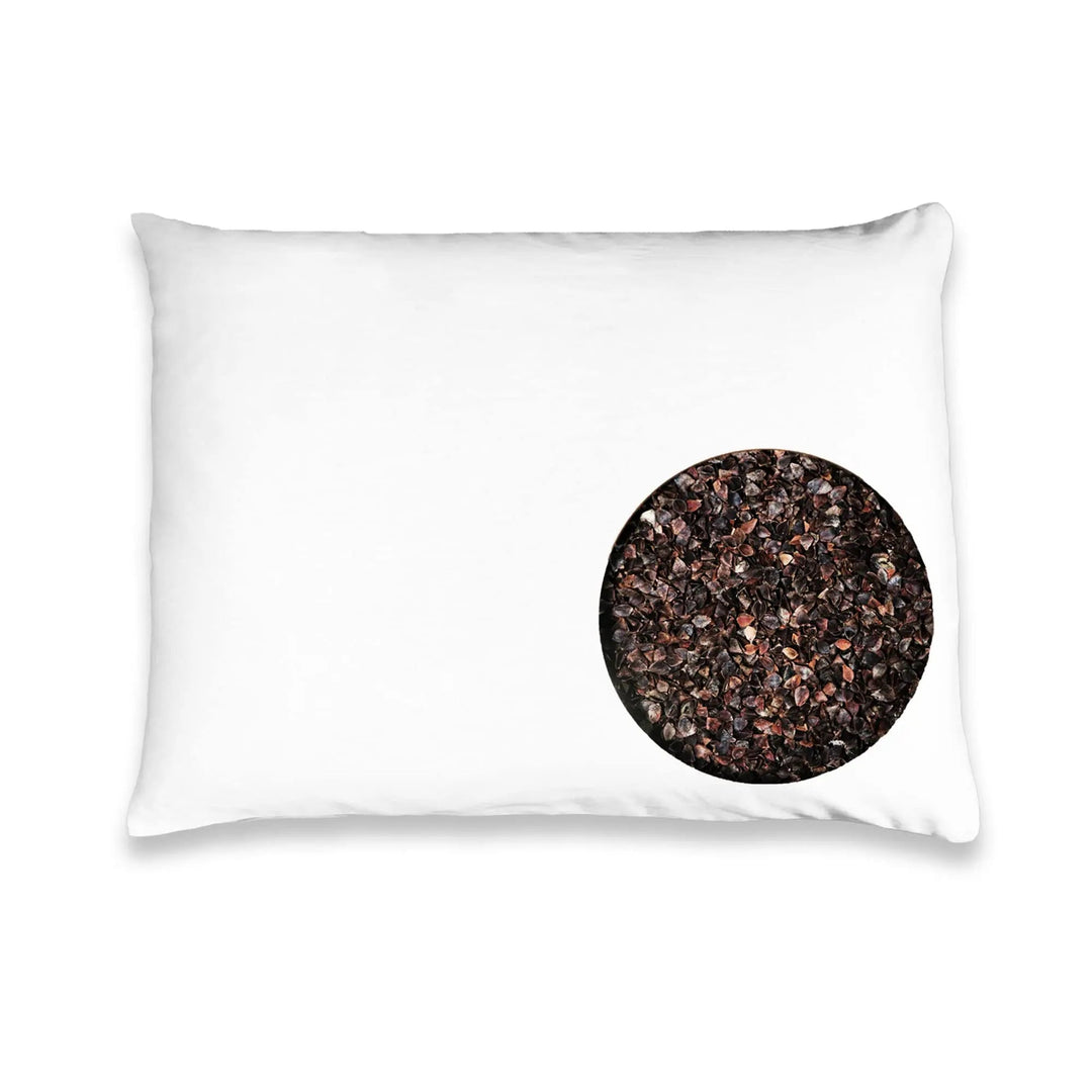 Organic Buckwheat Hull Pillow with Adjustable Fill, 40x60cm, Japanese Style | Firm Cooler Buckwheat Support | Bed Pillows