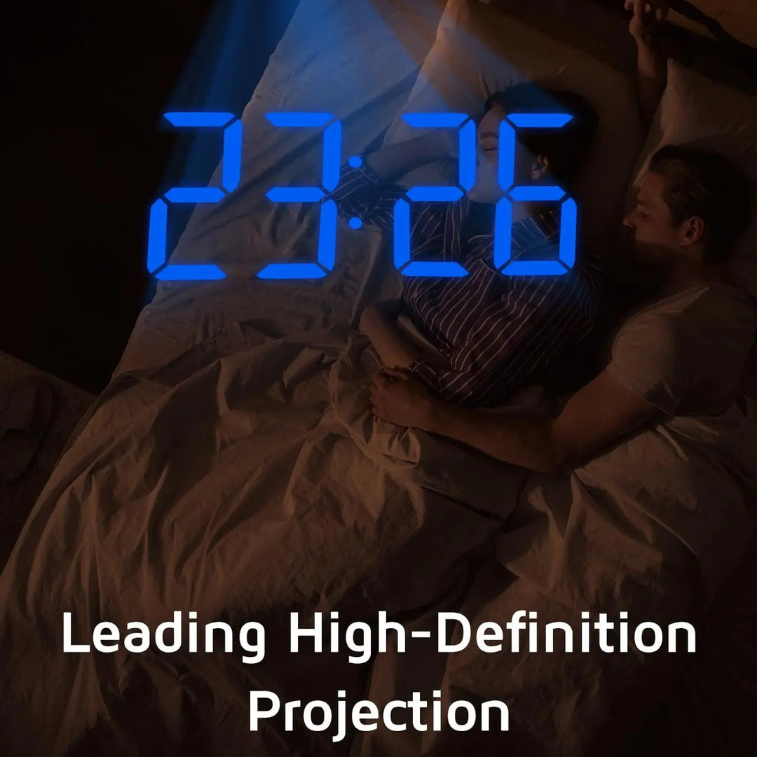 Projection Alarm Clock with Rotating Ceiling Display and Large LED Screen | Time on the Ceiling at Night | Alarm Clocks