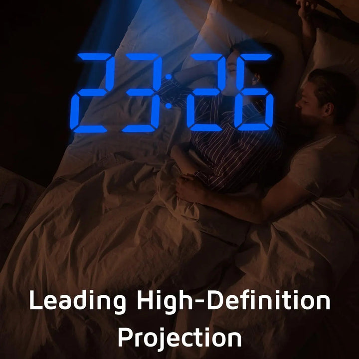 Projection Alarm Clock with Rotating Ceiling Display and Large LED Screen | Time on the Ceiling at Night | Alarm Clocks