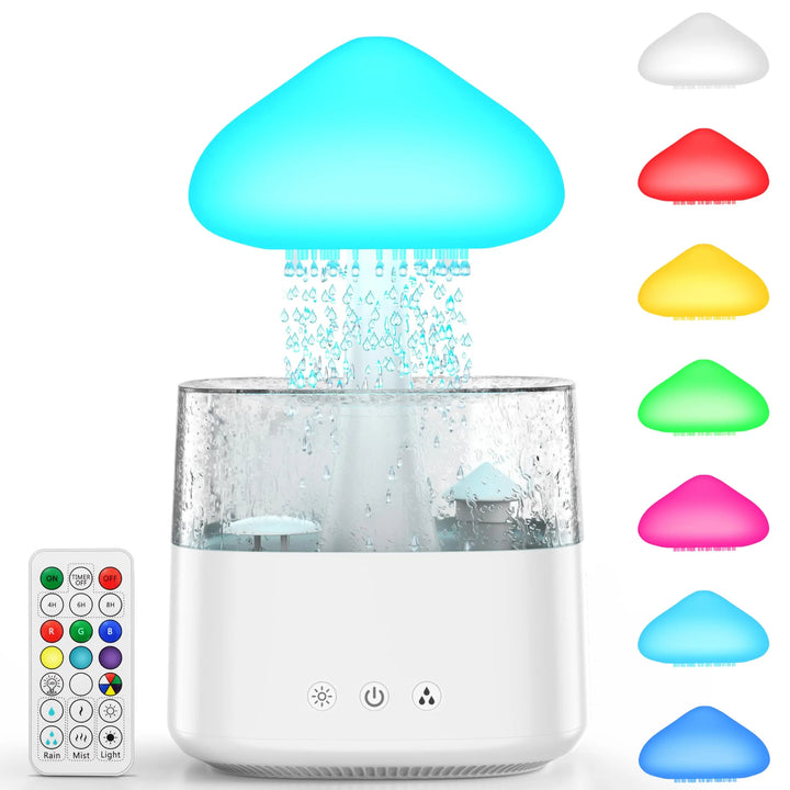 Bluetooth Rain Cloud Humidifier with Aroma Diffuser and Colourful Night Light | Rain Cloud Mist and Mood Light | Humidifiers
