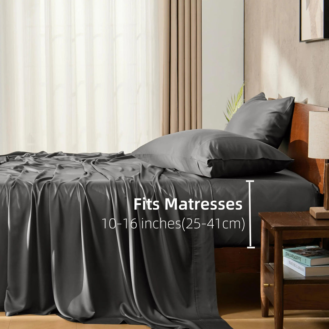 Organic Bamboo Sheet Set, Silky Soft and Cooling, Fitted and Flat Sheets | Silky Bamboo Sheets for Cool Sleep | Bed Sheet Sets