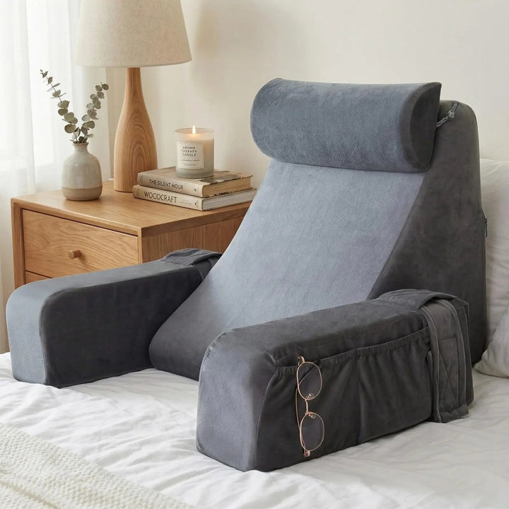 Bedrest Reading Pillow with Angled Backrest for Sitting Up | Angled Backrest for Reading Comfort | Bed Rest Pillows