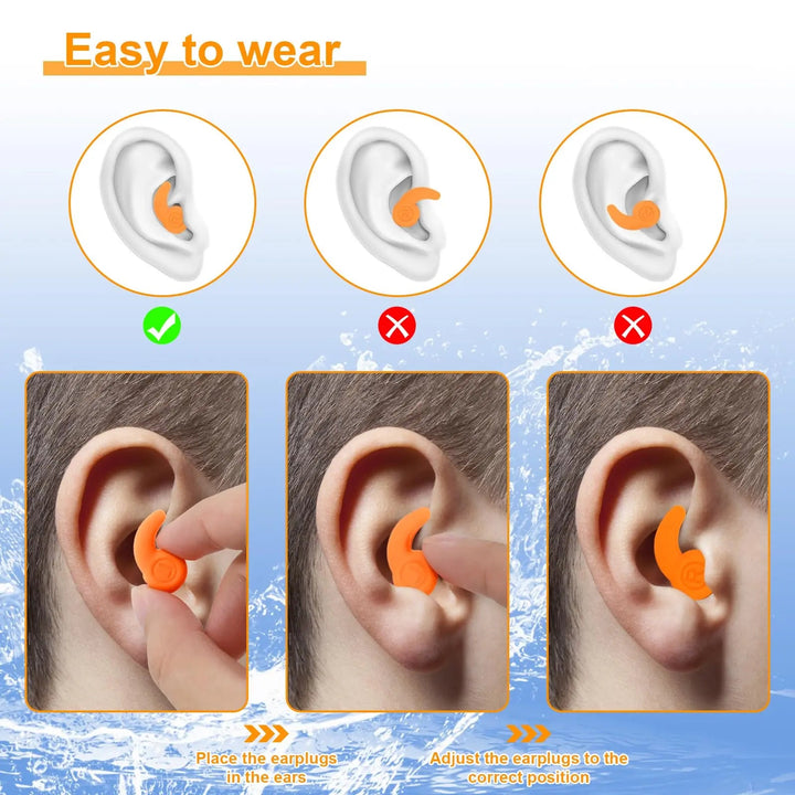 Silicone Sleep Ear Plugs with Reusable Waterproof Design, 2 Pieces | Reusable Silicone Sleep Ear Plugs | Ear Plugs