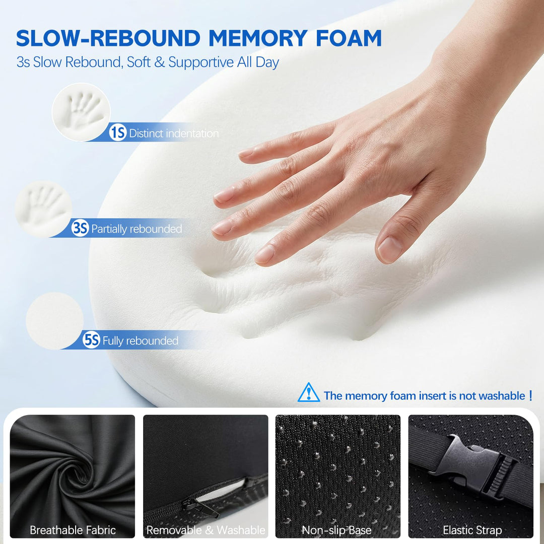 Memory Foam Seat Cushion with Built-In Back Support for Chairs | Seat and Backrest in One Cushion | Seat Cushions