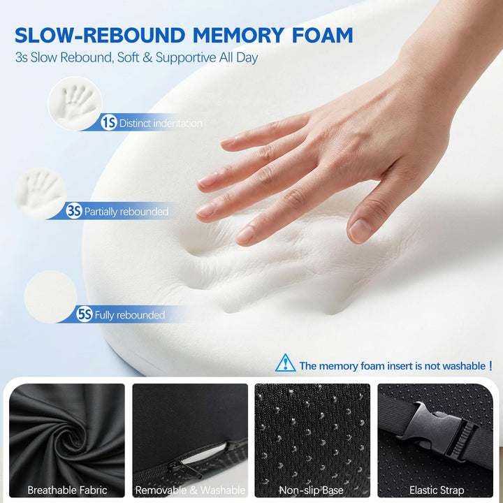 Memory Foam Seat Cushion with Built-In Back Support for Chairs | Seat and Backrest in One Cushion | Seat Cushions
