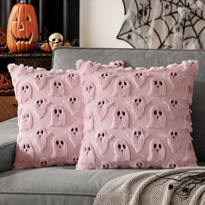 Halloween Ghost Cushion Covers with 3D Embroidery, Set of 2 | Embroidered Halloween Cushion Covers | Cushion Covers