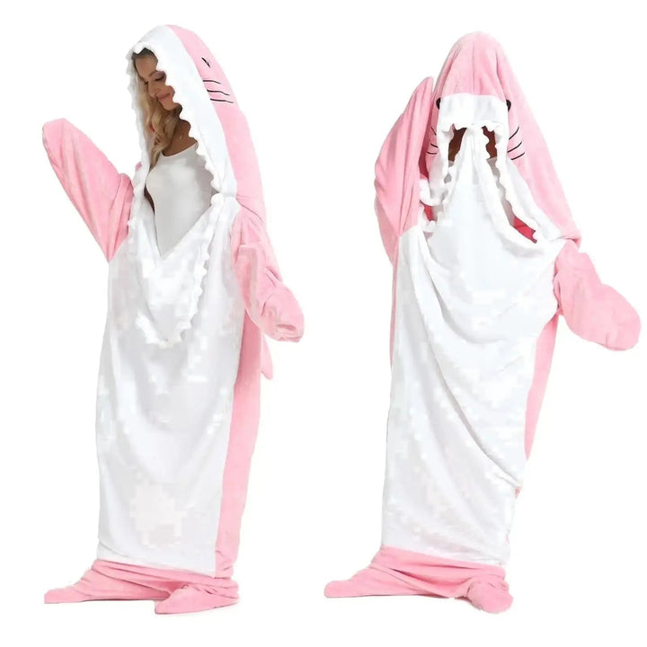 Shark Hooded Wearable Blanket for Lounging, Reading and Camping | Wearable Shark Warmth Anywhere | Hooded Blankets