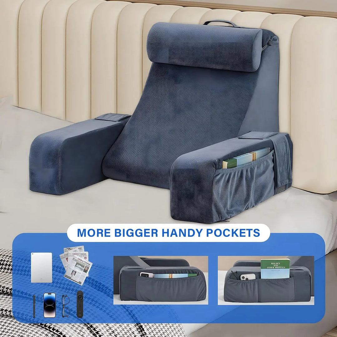Bedrest Reading Pillow with Angled Backrest for Sitting Up | Angled Backrest for Reading Comfort | Bed Rest Pillows