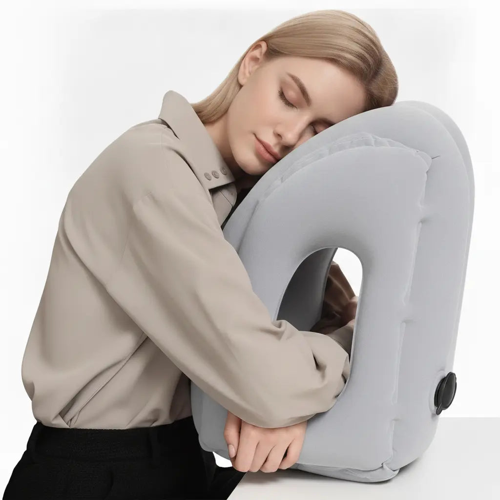Inflatable Travel Headrest for Leaning Forward | Rest Forward on Flights and Trains | Travel Pillows