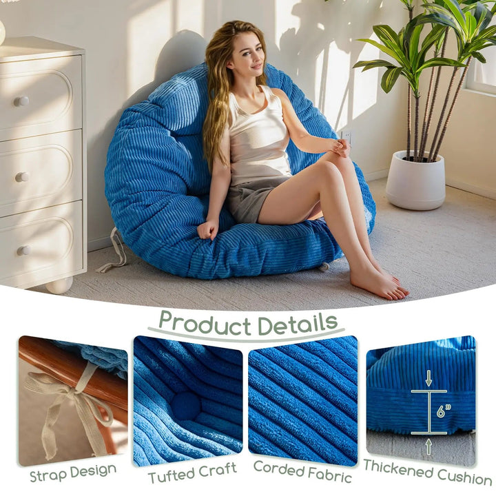 Papasan Chair Cushion in Overstuffed Corduroy for Reading and Lounging | Overstuffed Corduroy Papasan Cushion | Chair Cushions