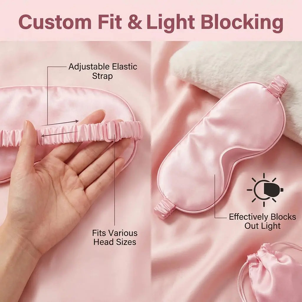 Pink Plush Sleep Mask with Lightweight Soft Design for Home and Travel | Lightweight Pink Plush Sleep Mask | Sleep Masks