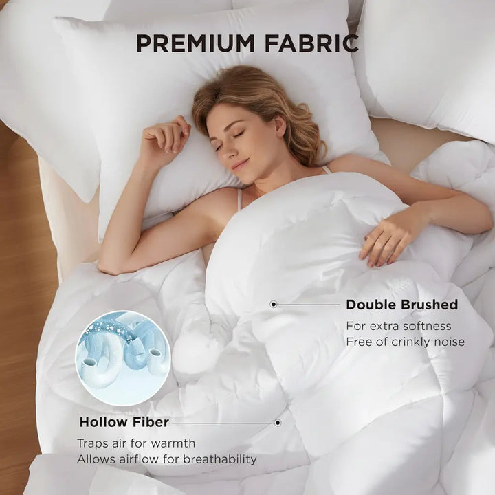 Down Alternative Comforter with Box Stitch Design and Corner Loops | Fluffy All Season Warmth | Comforters