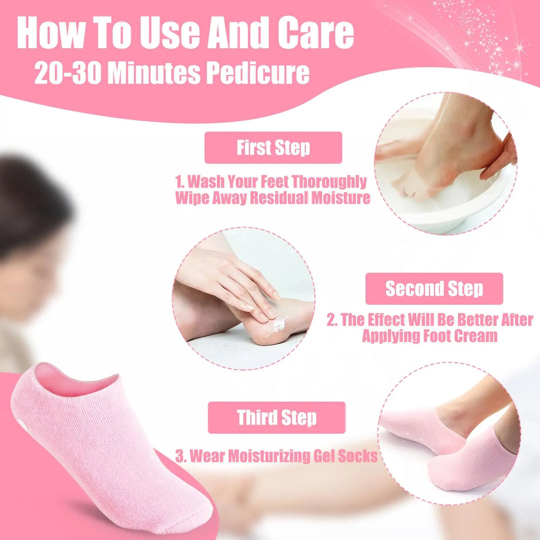 Moisturising Silicone Gel Spa Socks for Dry Feet, 1 Pair | Soft Feet with Spa Gel Care | Spa Socks