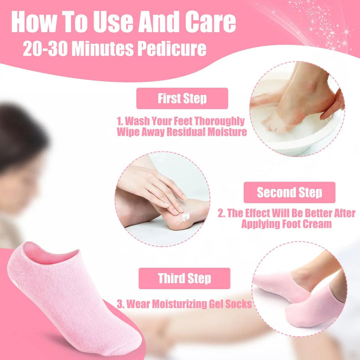 Moisturising Silicone Gel Spa Socks for Dry Feet, 1 Pair | Soft Feet with Spa Gel Care | Spa Socks
