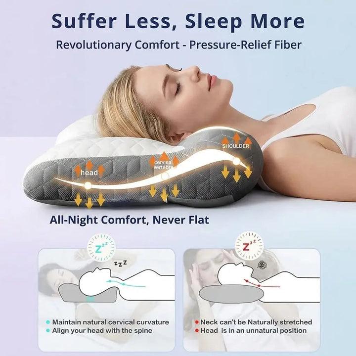 Latex Contour Pillow with Dual Firmness and Low Profile Design | Dual Firmness Low Contour Pillow | Bed Pillows