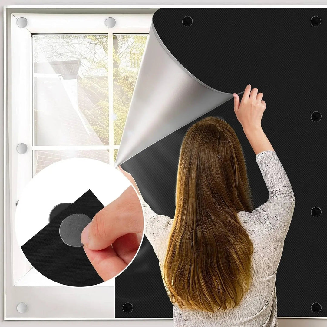 Magnetic Portable Blackout Window Shade with Suction Cups, Four Sizes | Reinforced Magnetic and Suction Shade | Blackout Curtains
