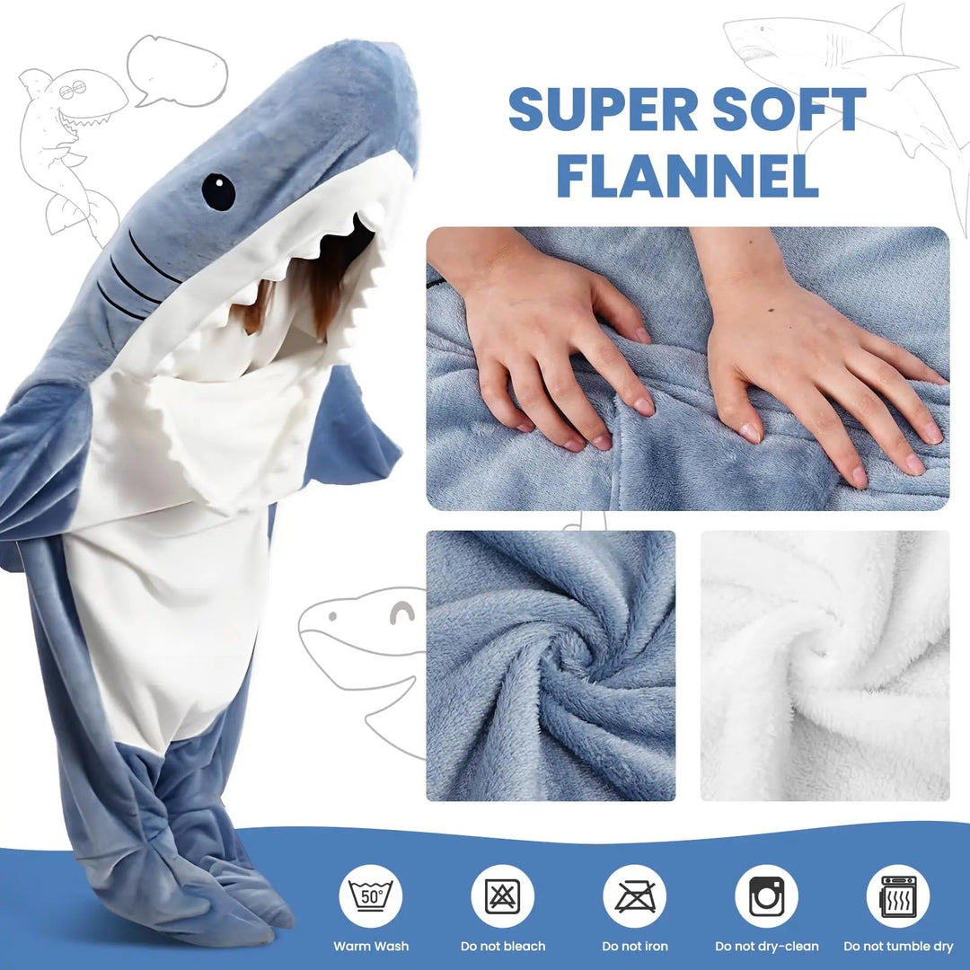 Wearable Shark Hoodie Blanket in Four Lengths with Plaid Detailing | Wear the Warmth, Keep It On | Wearable Blankets