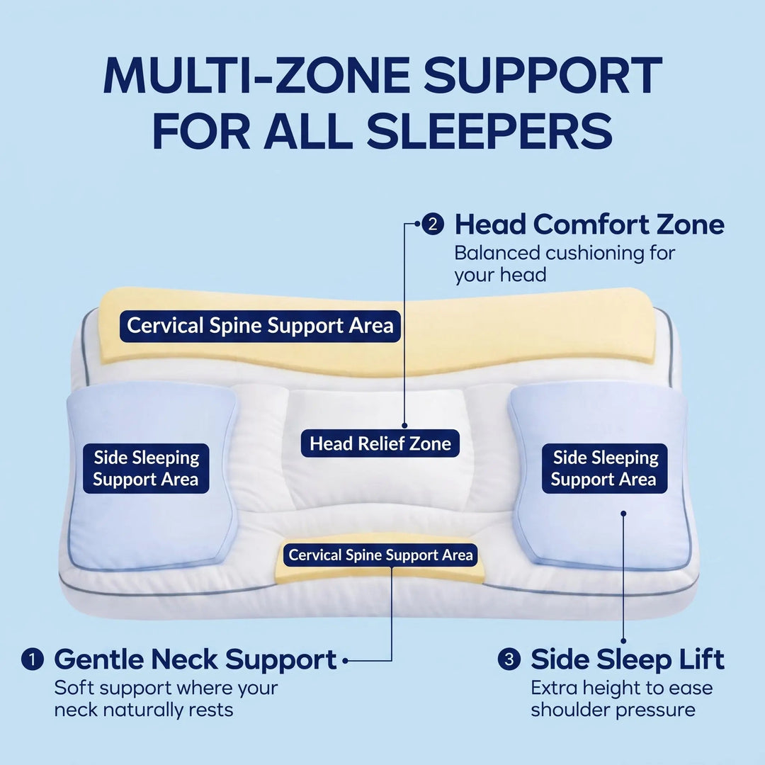 Adapt Support Pillow with 5-Zone Ergonomic Design for Side and Back Sleepers | 5-Zone Adaptable Support Pillow | Bed Pillows