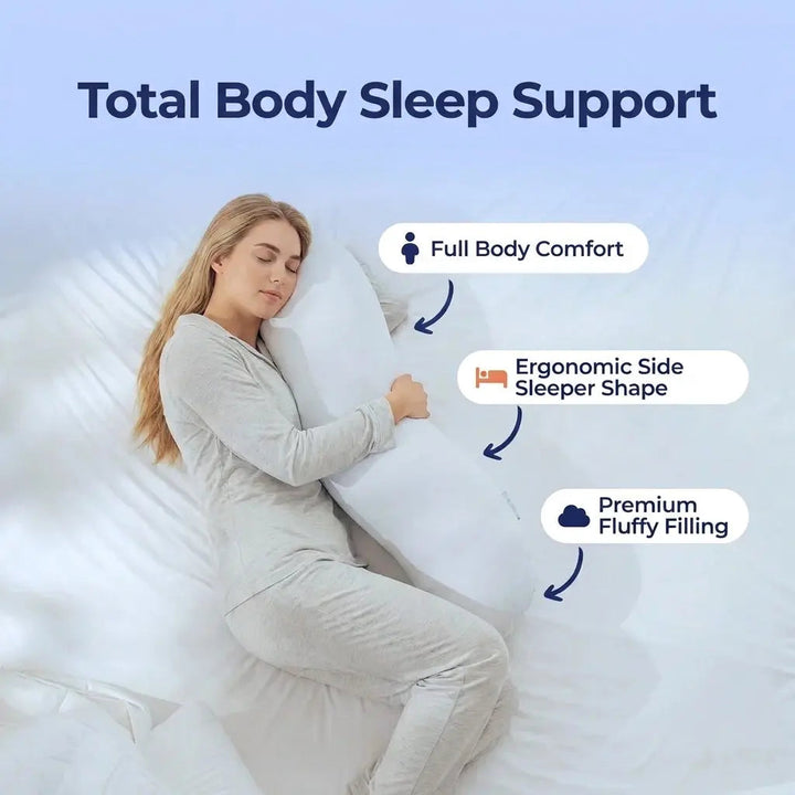 Ergonomic Wave Double Curve Body Pillow for Side Sleepers, 41in | Wave-Shaped Cushioning for Side Sleeping | Bed Pillows