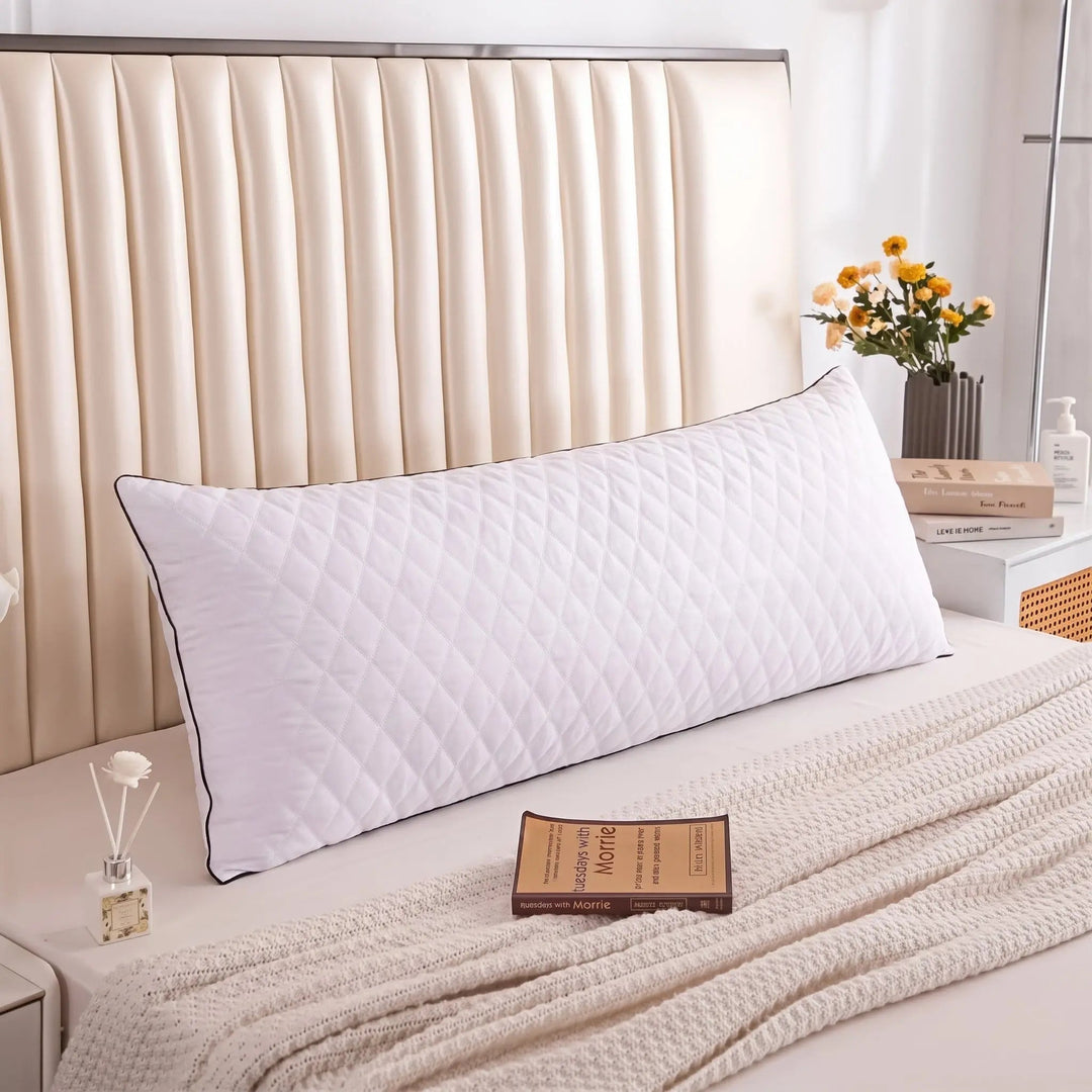 Quilted Body Pillow with Adjustable Fiber Fill for Side Sleepers | Set Your Own Firmness | Body Pillows