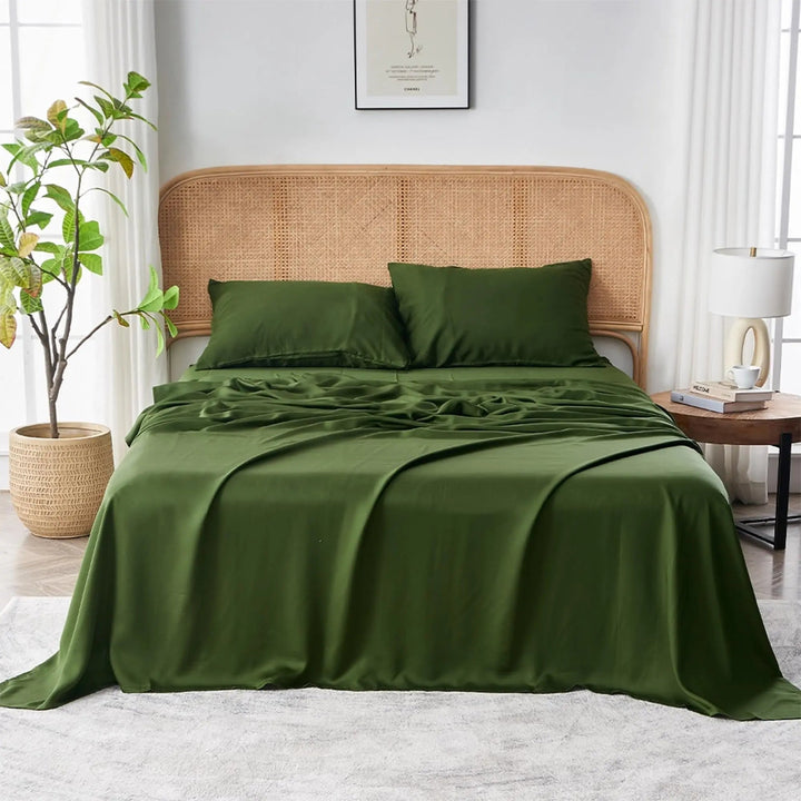 Organic Bamboo Sheet Set, Silky Soft and Cooling, Fitted and Flat Sheets | Silky Bamboo Sheets for Cool Sleep | Bed Sheet Sets
