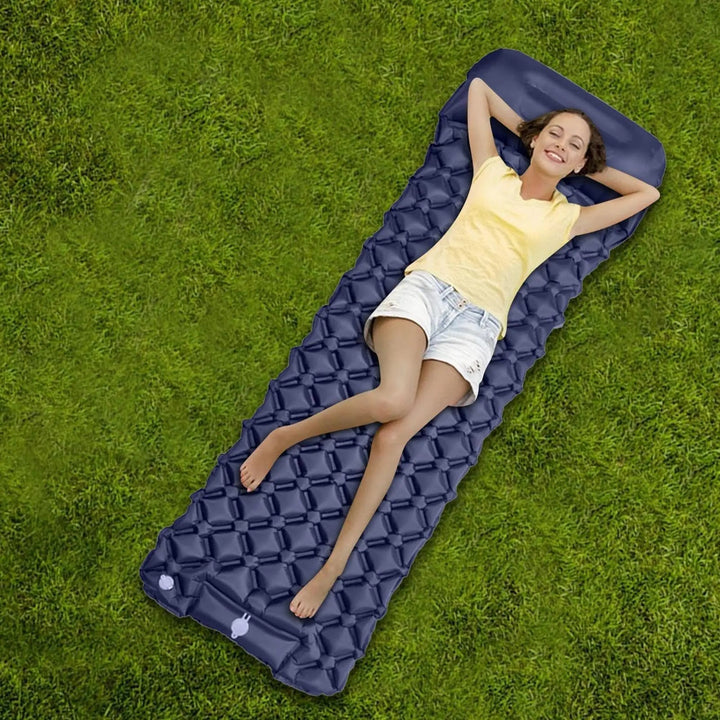 Camping Sleeping Pad with Built-In Foot Pump and Integrated Pillow | Self-Pumping Camping Sleeping Pad | Camping Mats