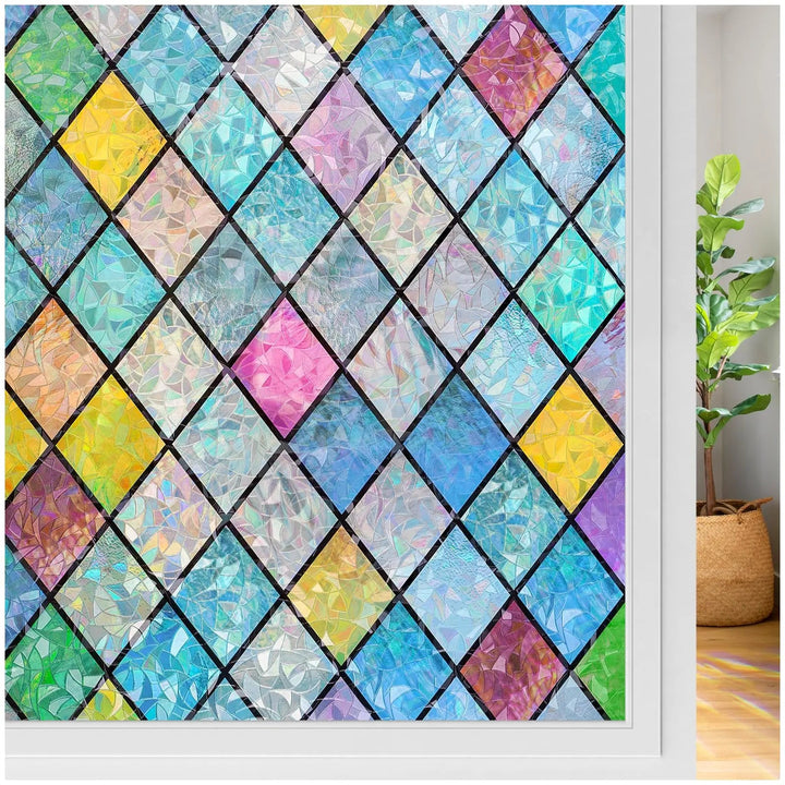 Rainbow Holographic Window Film with Static Cling, 60x100cm | Rainbow Light, Peel and Stick | Window Films