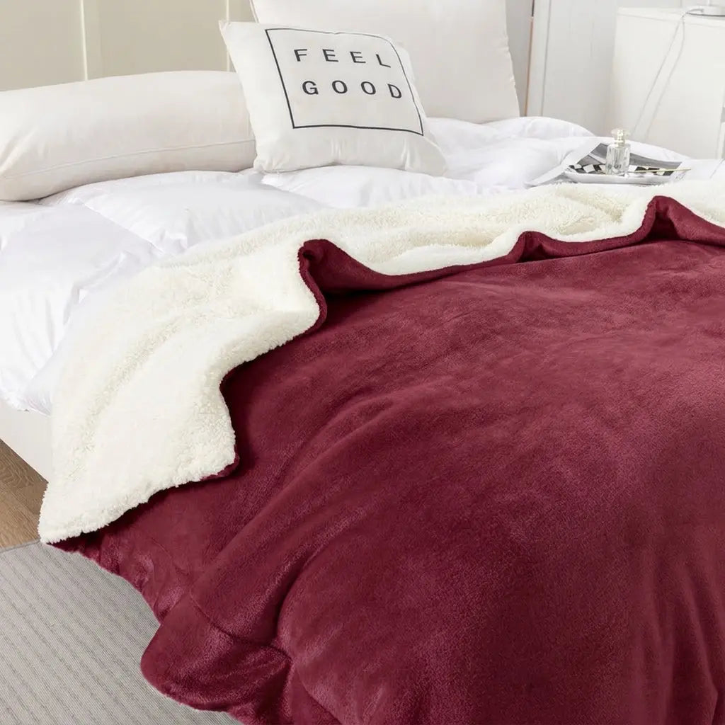 Lambswool Style Fleece Blanket in Plush Fabric for Sofa and Bed | Plush Lambswool Fleece Blanket | Fleece Blankets
