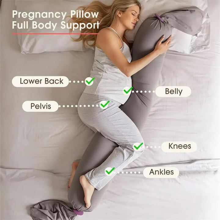 Adjustable Full Body Pregnancy Pillow with Micro-Bead Fill and Cotton Cover | Moulds Around Growing Curves | Pregnancy Pillows