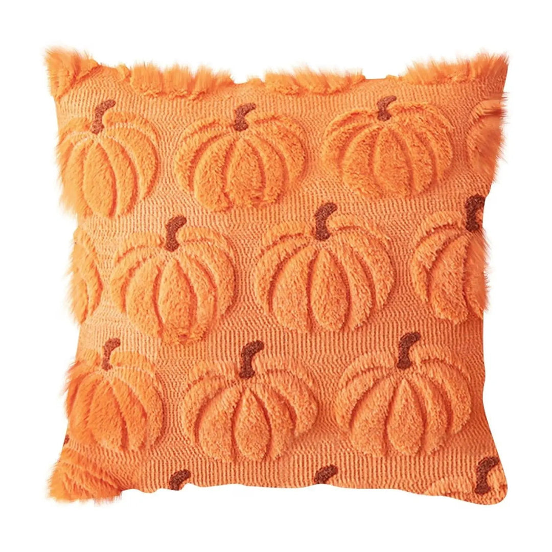 Embroidered Pumpkin Cushion Covers in Soft Faux Fur | Cozy Fall Decor Made Easy | Cushion Covers