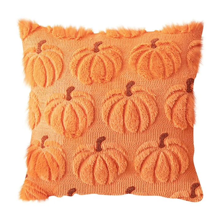 Embroidered Pumpkin Cushion Covers in Soft Faux Fur | Cozy Fall Decor Made Easy | Cushion Covers
