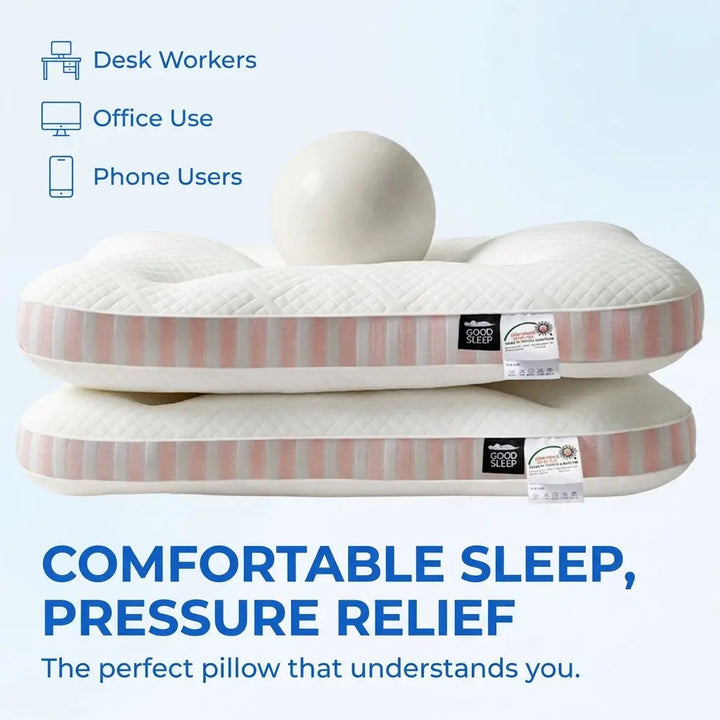 Low Profile Contour Pillow with Dual Firmness and Zoned Cushioning | Slim Zoned Contour Pillow | Bed Pillows