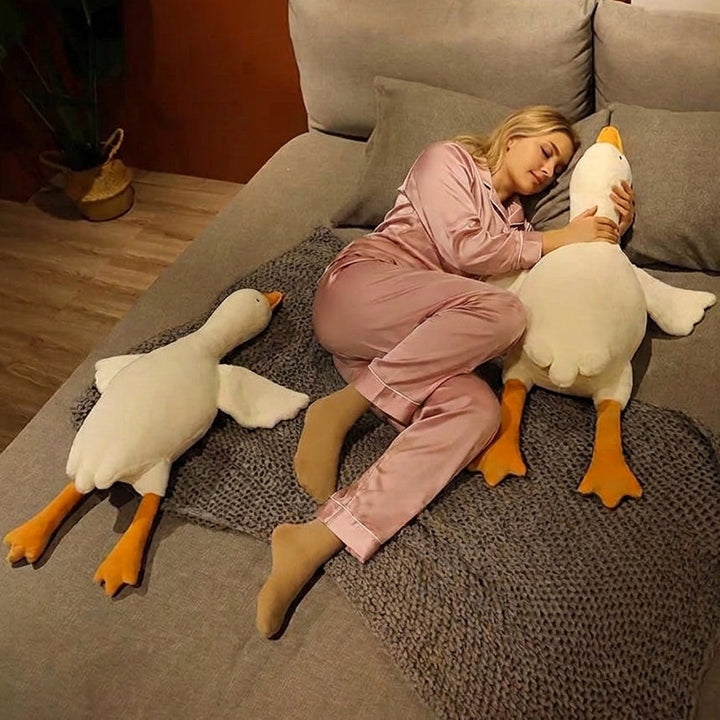 Long Goose Plush Pillow for Cuddling and Lounging in Three Sizes | Giant Cuddle Companion | Plush Pillows