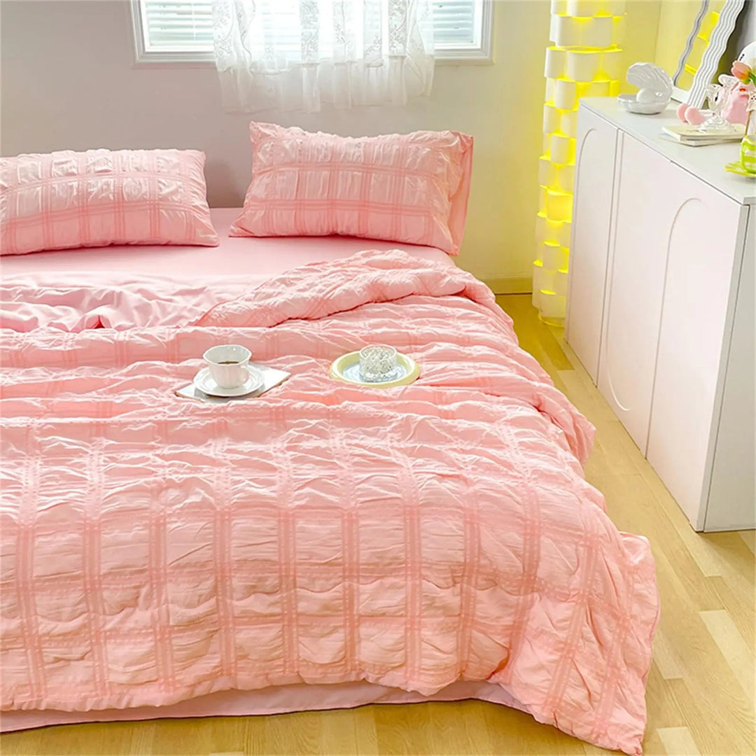 Breathable Seersucker Quilt for Warm Nights in Pastel Colors | Cool Textured Summer Quilt | Quilts