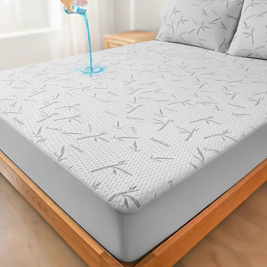 Waterproof Bamboo Rayon Fitted Sheet Mattress Protector with Deep Pocket | Cooling Waterproof Fitted Sheet | Mattress Protectors